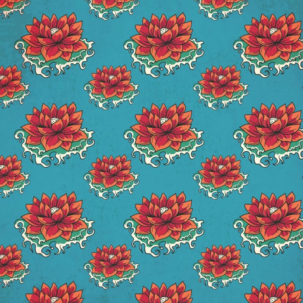 Vintage japanese pattern with flowers