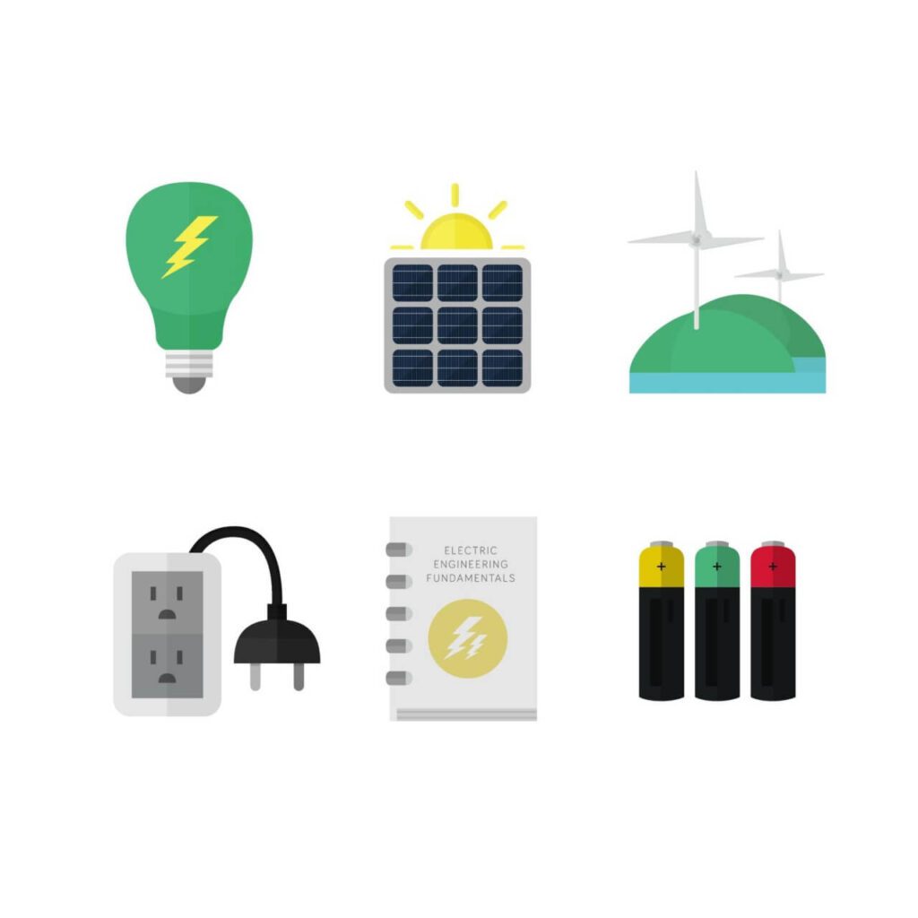 Electricity and clean energy icons