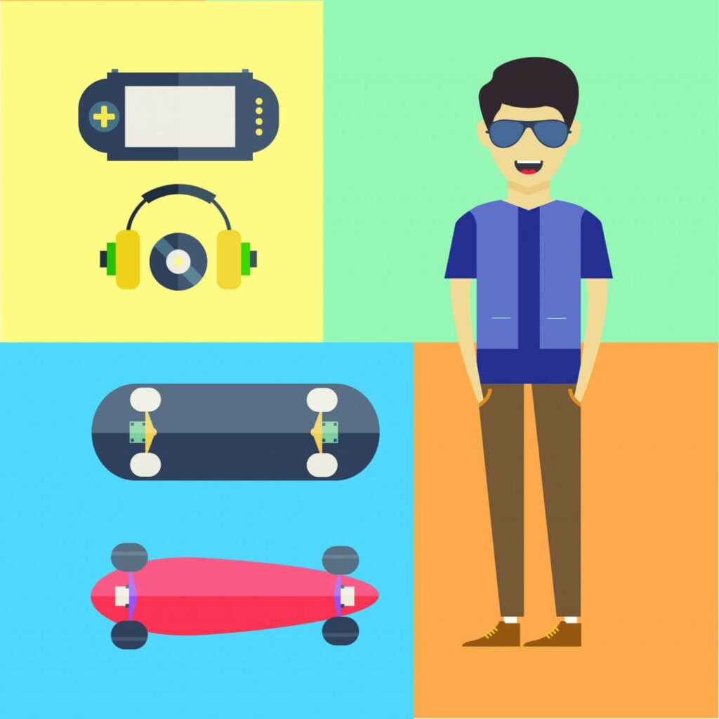 People vector characters with tools and objects. Free illustration for design