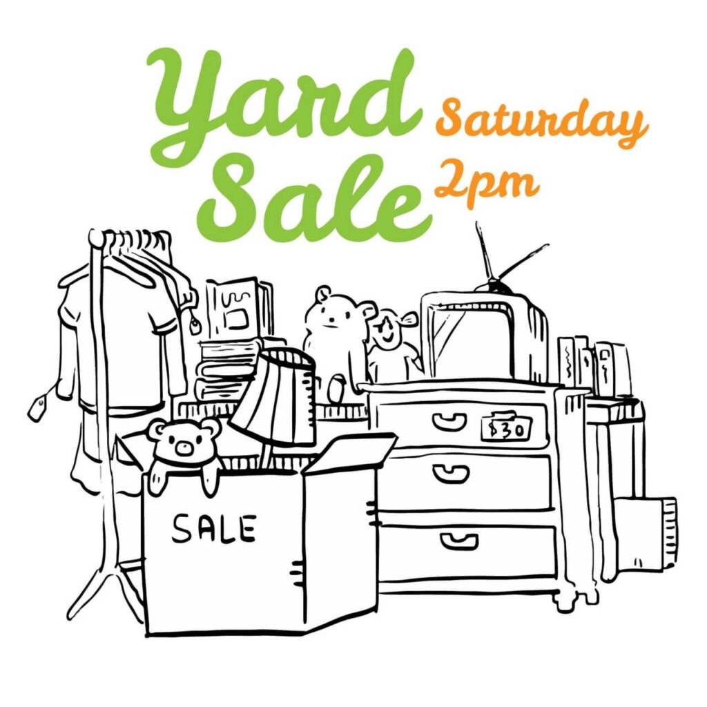 Yard sale black and white flyer illustration