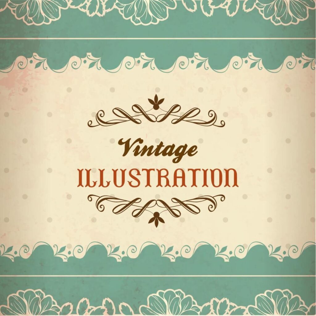 Vintage illustration with lace, flowers and typography