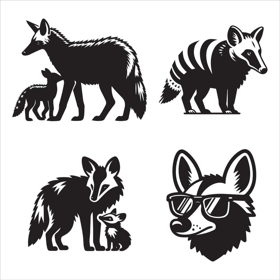 Aardwolf silhouette icon graphic logo design Stock Free