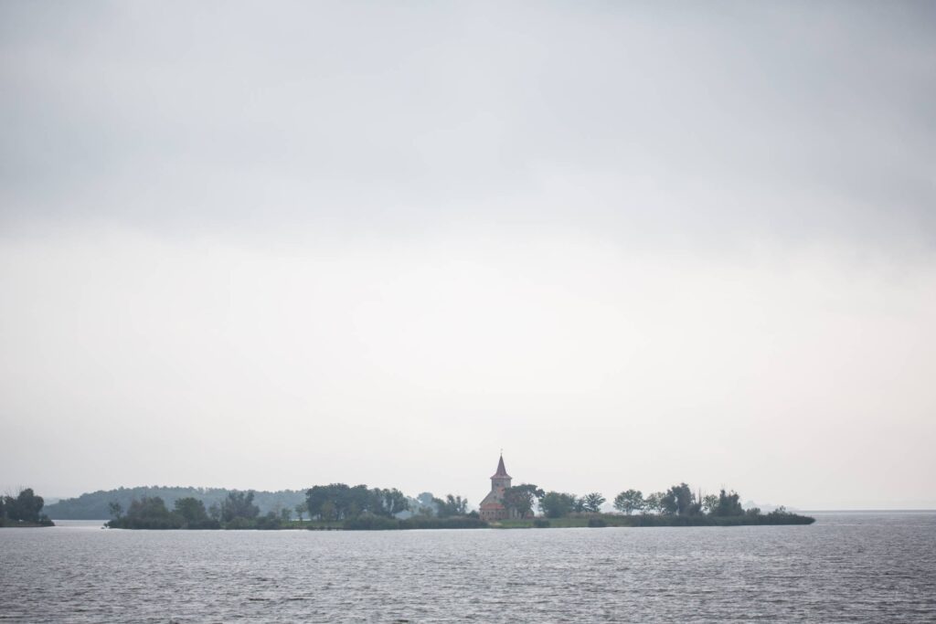 Abandoned Church in the Middle of Reservoir Free Photo