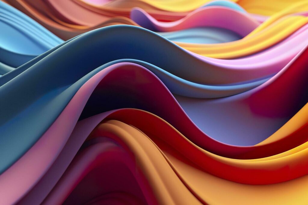 Abstract 3D Render. Colorful Background Design with Soft, Wavy Waves. Modern Abstract Wave Background. AI Generative Stock Free