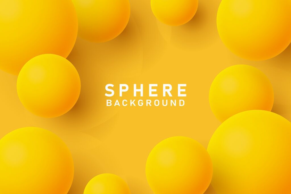 Abstract 3d sphere shape yellow background Free Vector