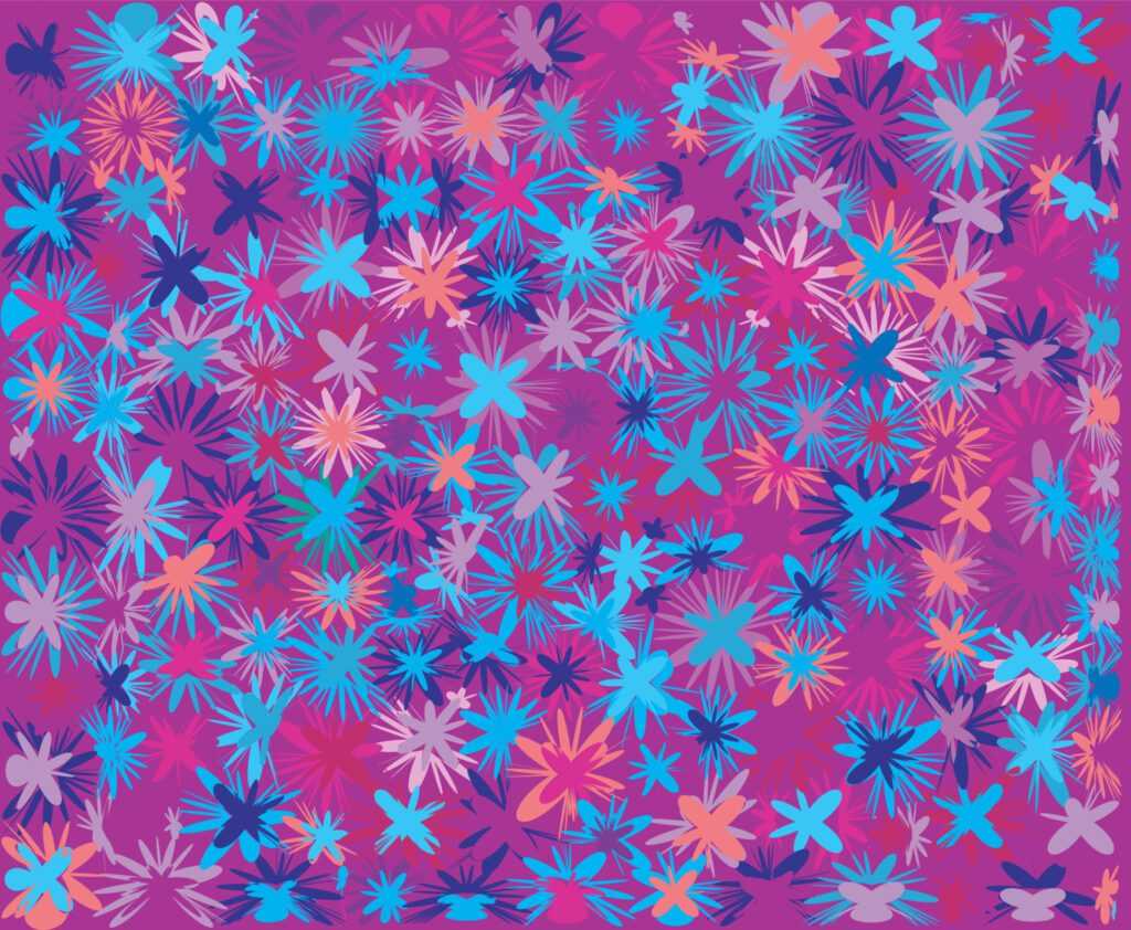 abstract background of multicolored shapes similar to flowers or blots Free Vector