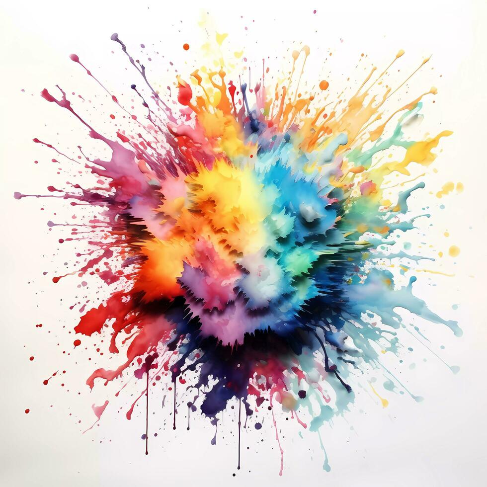 Abstract background with rainbow coloured paint splatter Stock Free