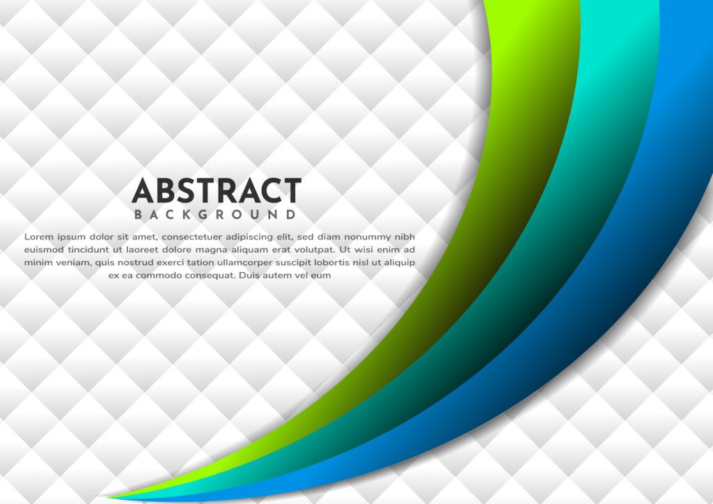 Abstract blue and green line curve gradient layer overlapping background with copy space for text. Free Vector