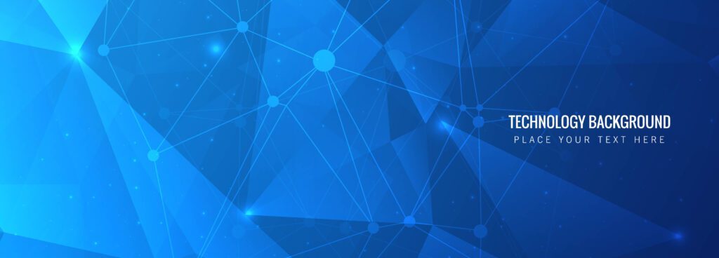 Abstract blue polygon technology header background Free Vector