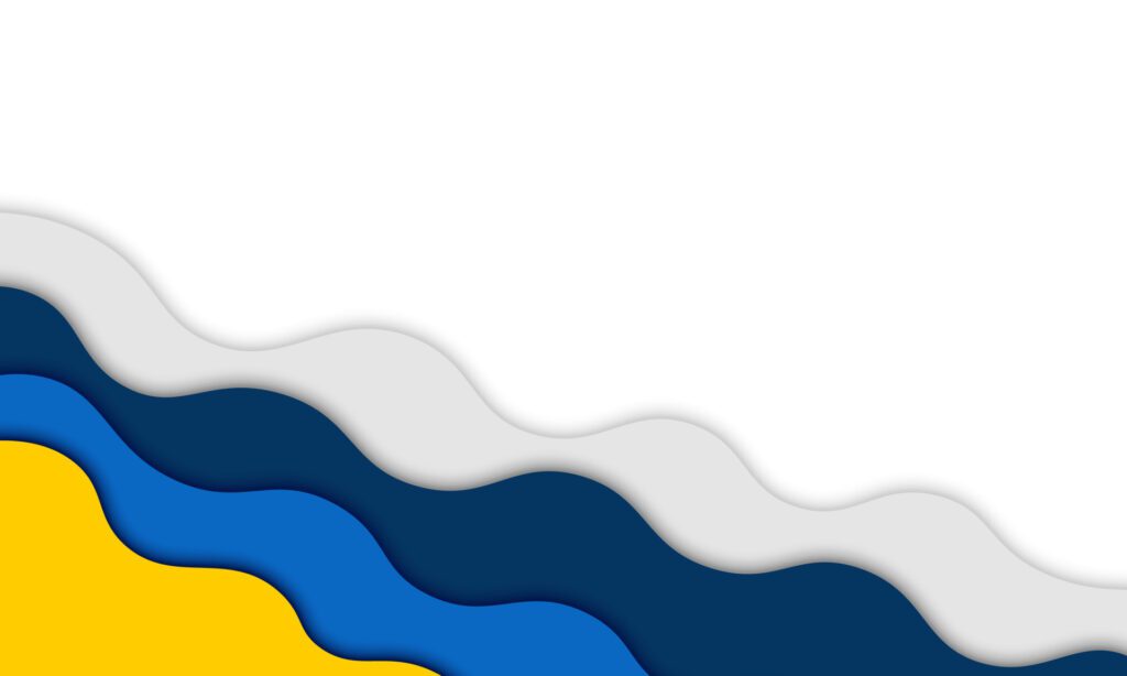 Abstract blue, yellow and gray wavy shape with shadow. Free Vector