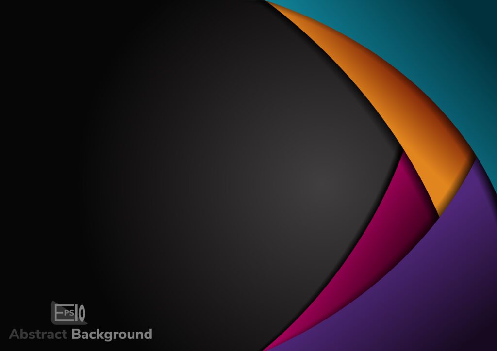 Abstract colorful curve circle layer overlapping on black background. Free Vector