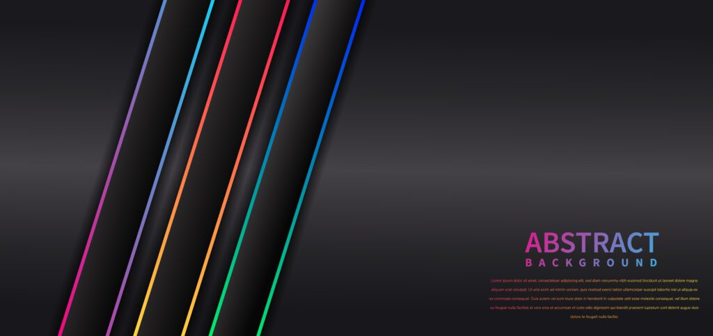 Abstract colorful stripe diagonal on black background with space for your text. Modern style. Free Vector