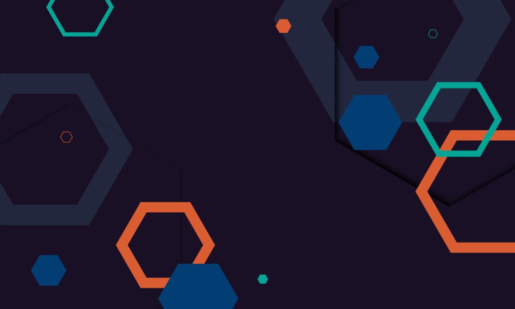 Abstract dark background with blue and orange hexagonal. Vector. Free Vector