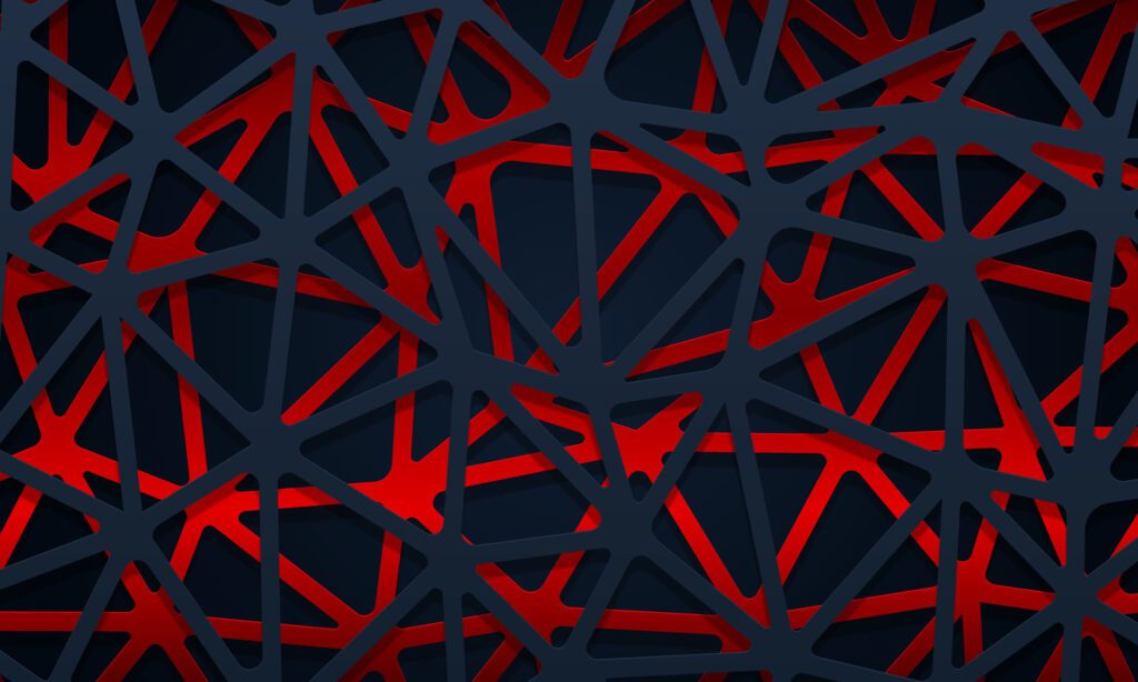 Abstract dark blue and red geometric lines overlapping layer background. Free Vector