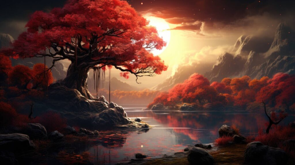 Abstract Fantasy Autumn Nature Scenery Wallpaper Stock Free