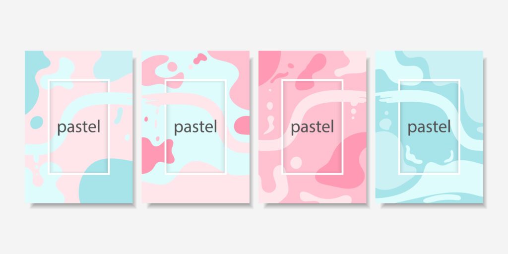 Abstract flowing shape pastel color card collection Free Vector