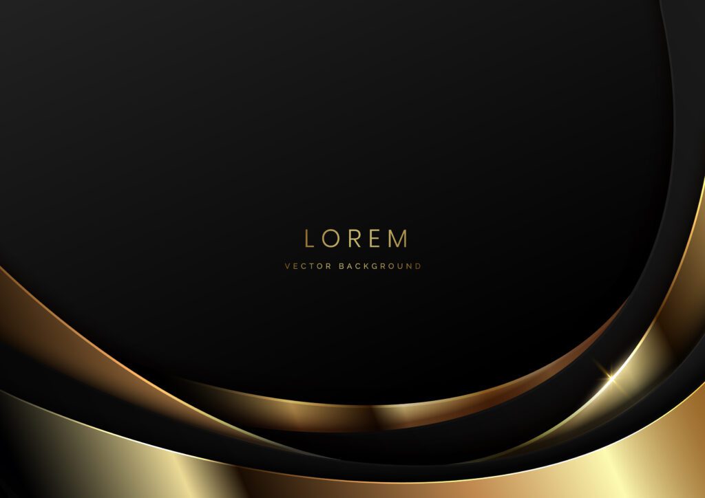 Abstract luxury curves overlapping on black background with copy space for text. Free Vector