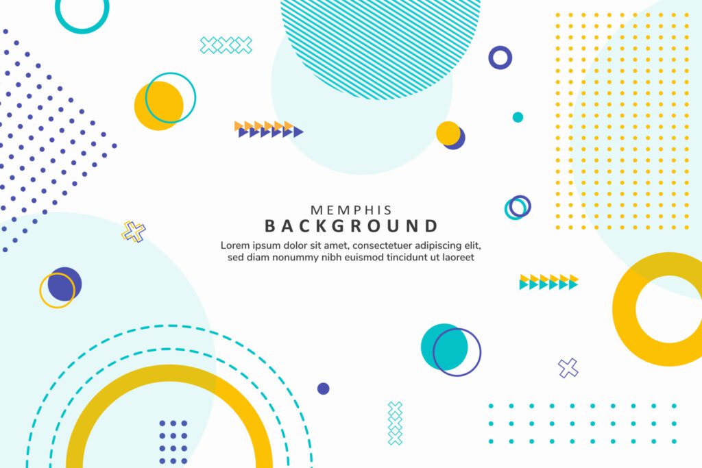 Abstract memphis geometric color background design Free Vector