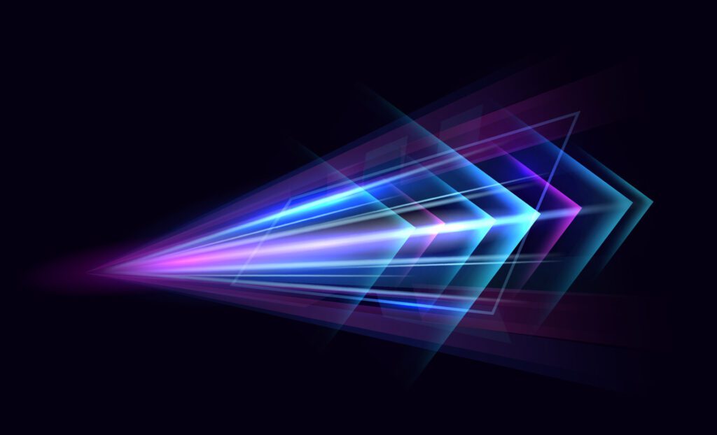 Abstract modern hight speed light arrow line technology effect. Modern abstract high speed motion. Colorful dynamic motion on a darkbackground. Vector illustration Free Vector