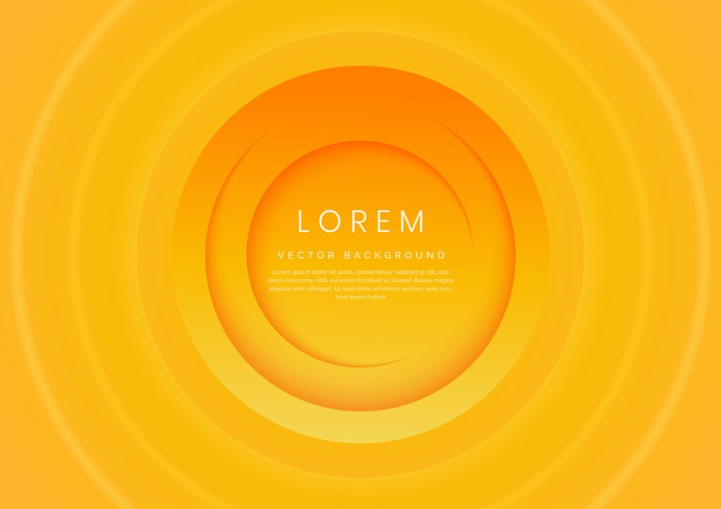 Abstract modern yellow and orange gradient circles layers lighting background with copy space for your text. Free Vector