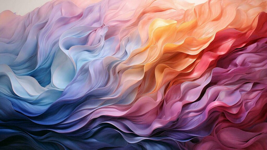 Abstract multi-colored color waves from paints and lines light airy fabrics background. AI generated Free Photo