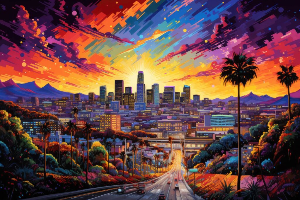 Abstract Painting of Los Angeles City Stock Free