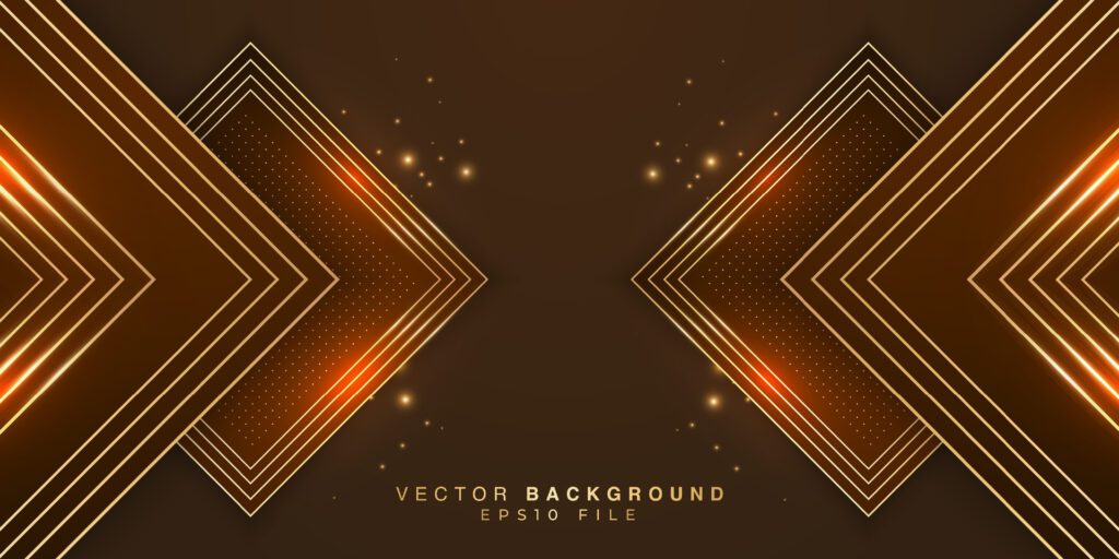 abstract rectangle dark brown and gold background design Free Vector