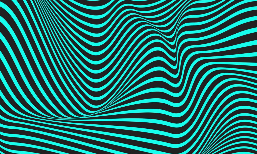 Abstract stripe background in black and blue with wavy lines pattern. Free Vector