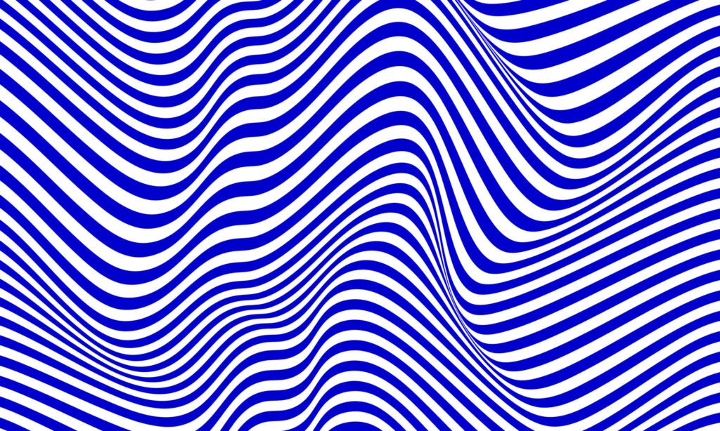 Abstract stripe background in white and blue with wavy lines pattern. Free Vector