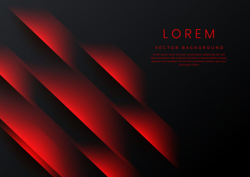 Abstract technology geometric red color shiny diagonal on balck background. Free Vector