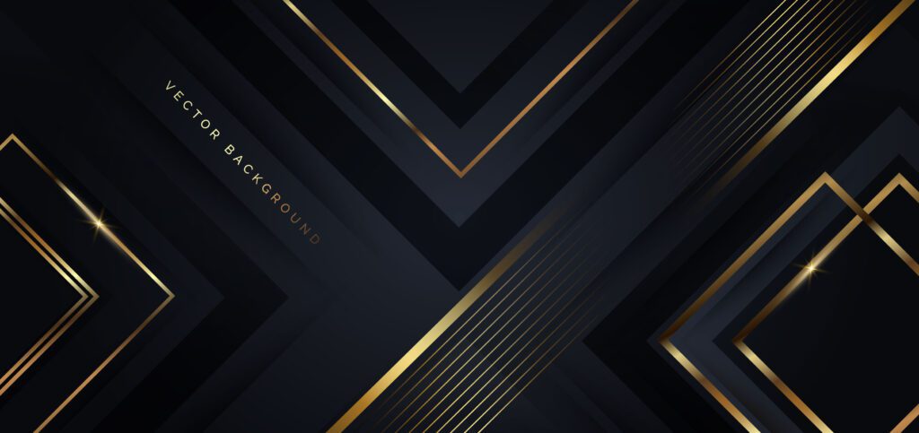 Abstract template black and grey geometric oblique with golden line layer on black background. Luxury style. Free Vector