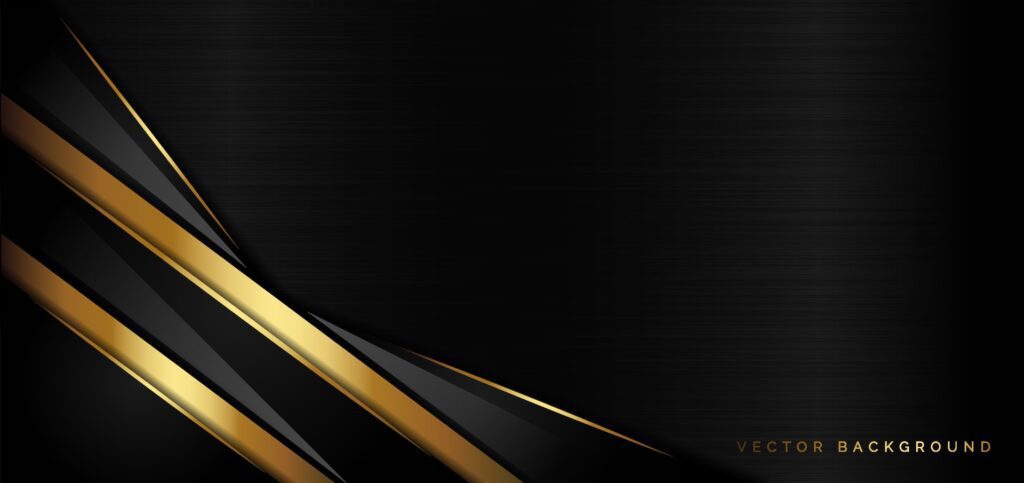 Abstract template luxury overlapping layer on black background with golden lines glowing. Free Vector