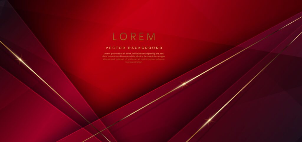 Abstract template red elegant geometric diagonal background with golden line. Luxury style. Free Vector