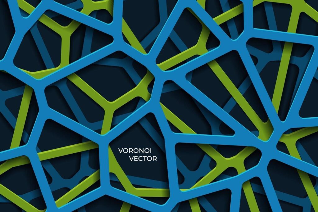 Abstract Voronoi Cell 3D geometric background Minimal Polygonal shapes Free Vector