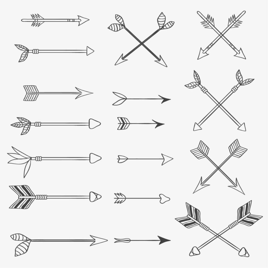 Vintage vector set of handdrawn arrows