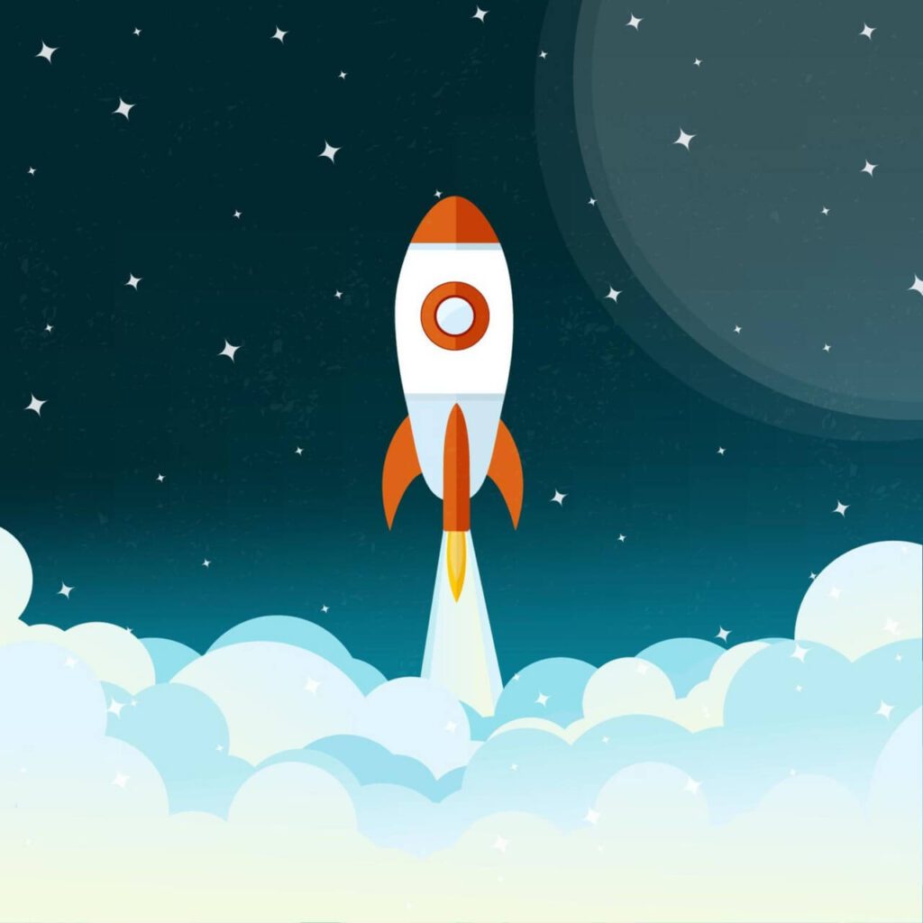 Space rocket flying illustration