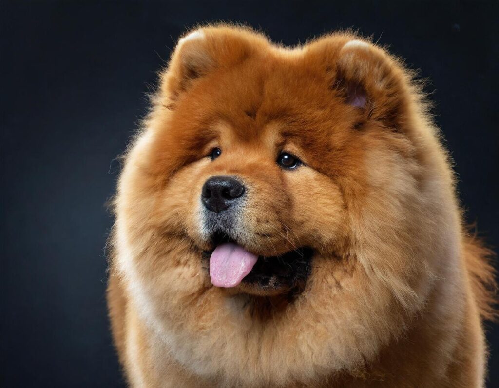 Adorable chowchow on a plain dark background Stock Free