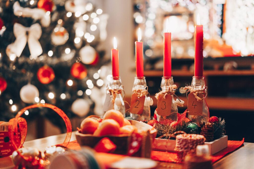 Advent Candlestick with Numbers During Christmas Time Free Photo