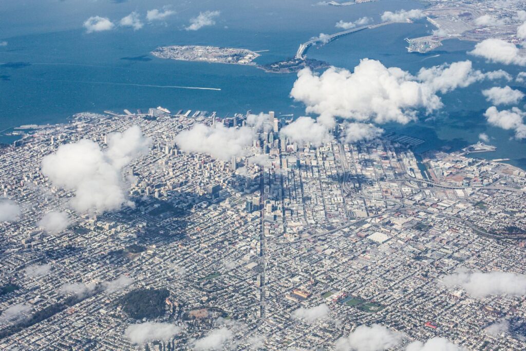 Aerial View of San Francisco Bay Area, California Free Photo