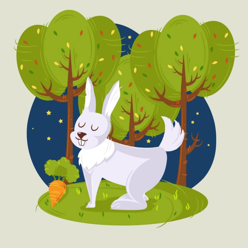 Rabbit in the woods vector illustration