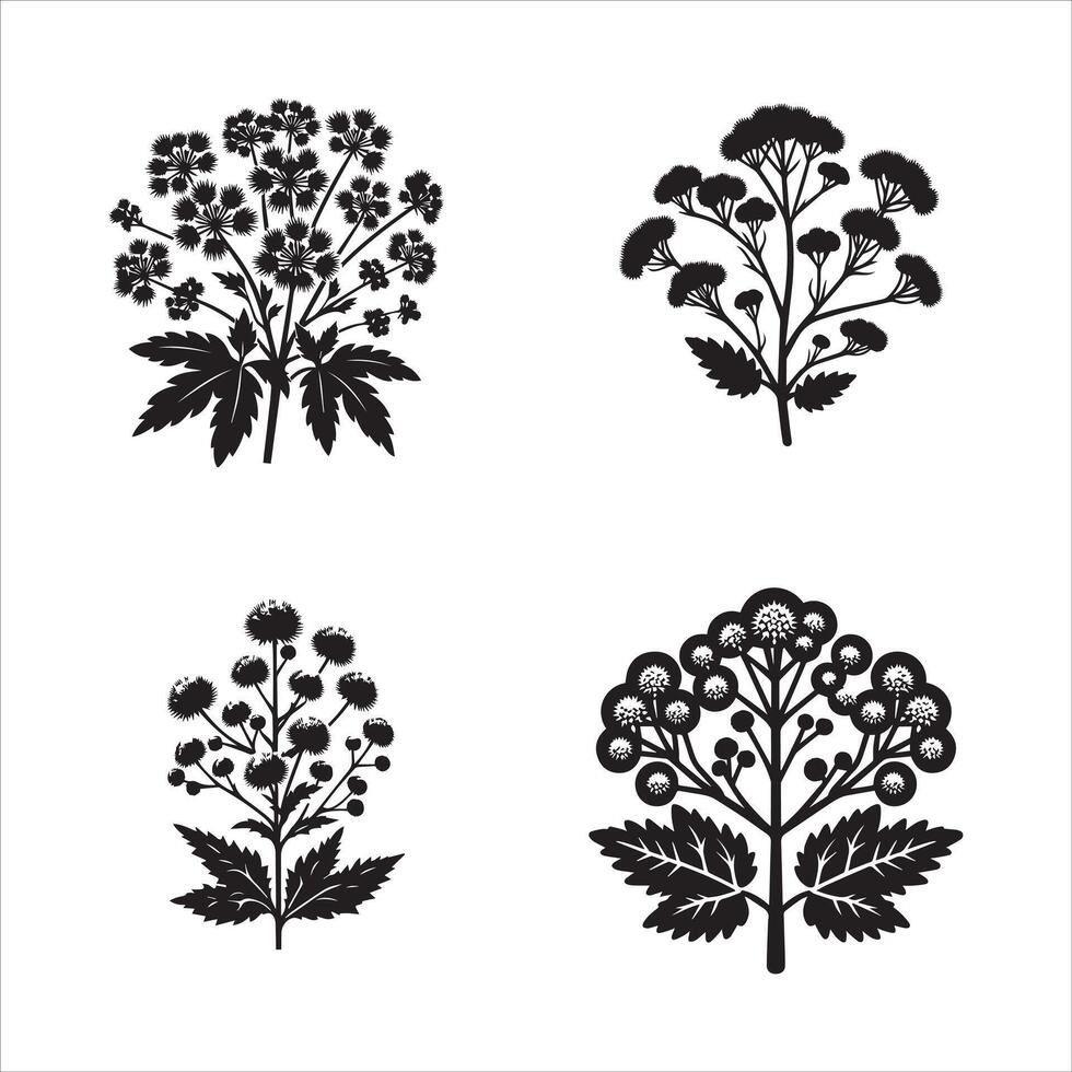 Ageratum flower silhouette icon graphic logo design Stock Free