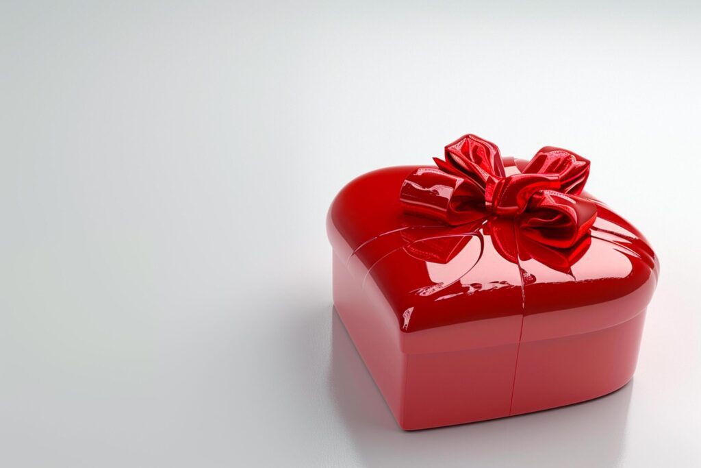 3D Gift Box Heart with Ribbon, Top View, Empty Space, Elegance, isolated background Ai generated Free Photo