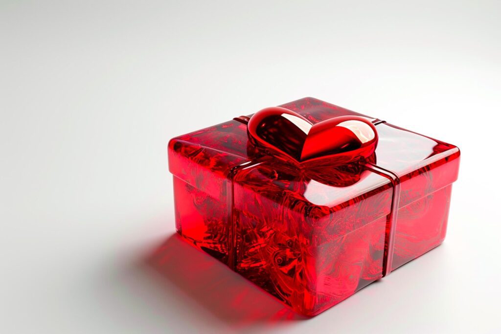 3d gift box with red heart on white background empty space Ai Generated Free Photo