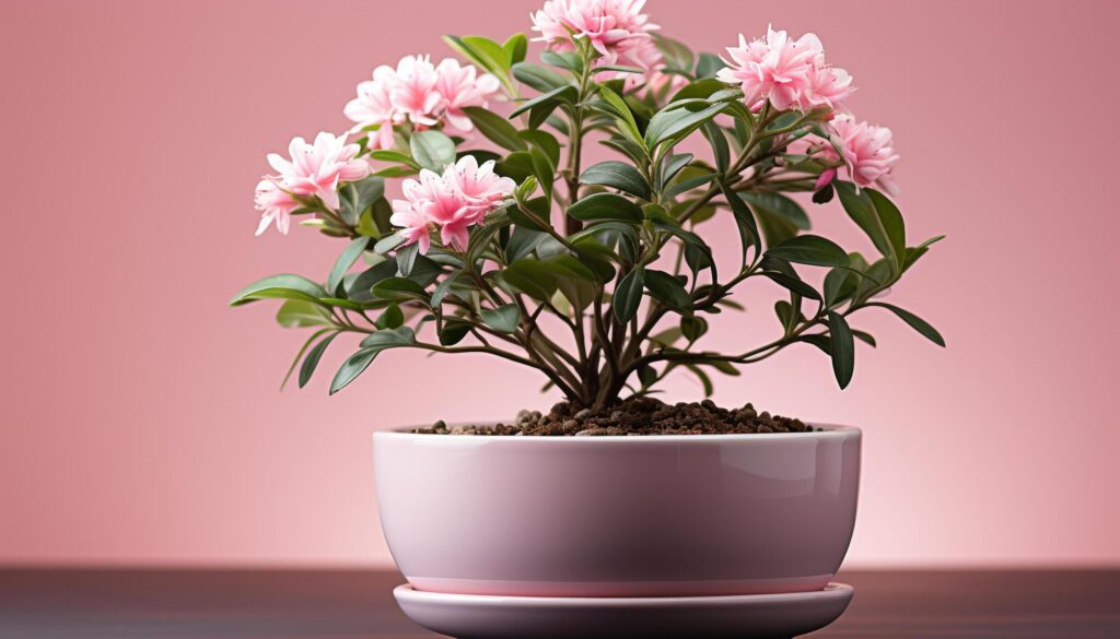 A beautiful potted plant with pink and green leaves generated by AI Free Photo