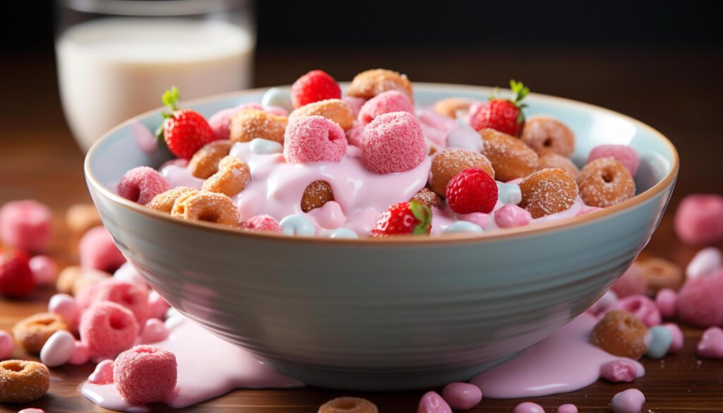 A bowl of fresh, homemade yogurt with mixed berry indulgence generated by AI Free Photo