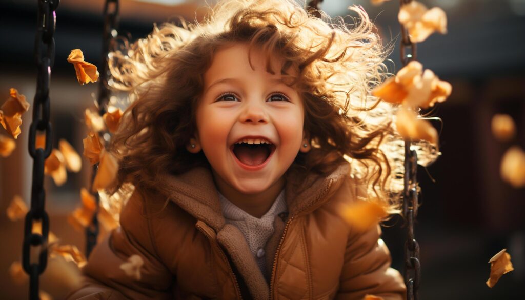 A cheerful child playing outdoors, enjoying winter joyful celebration generated by AI Free Photo