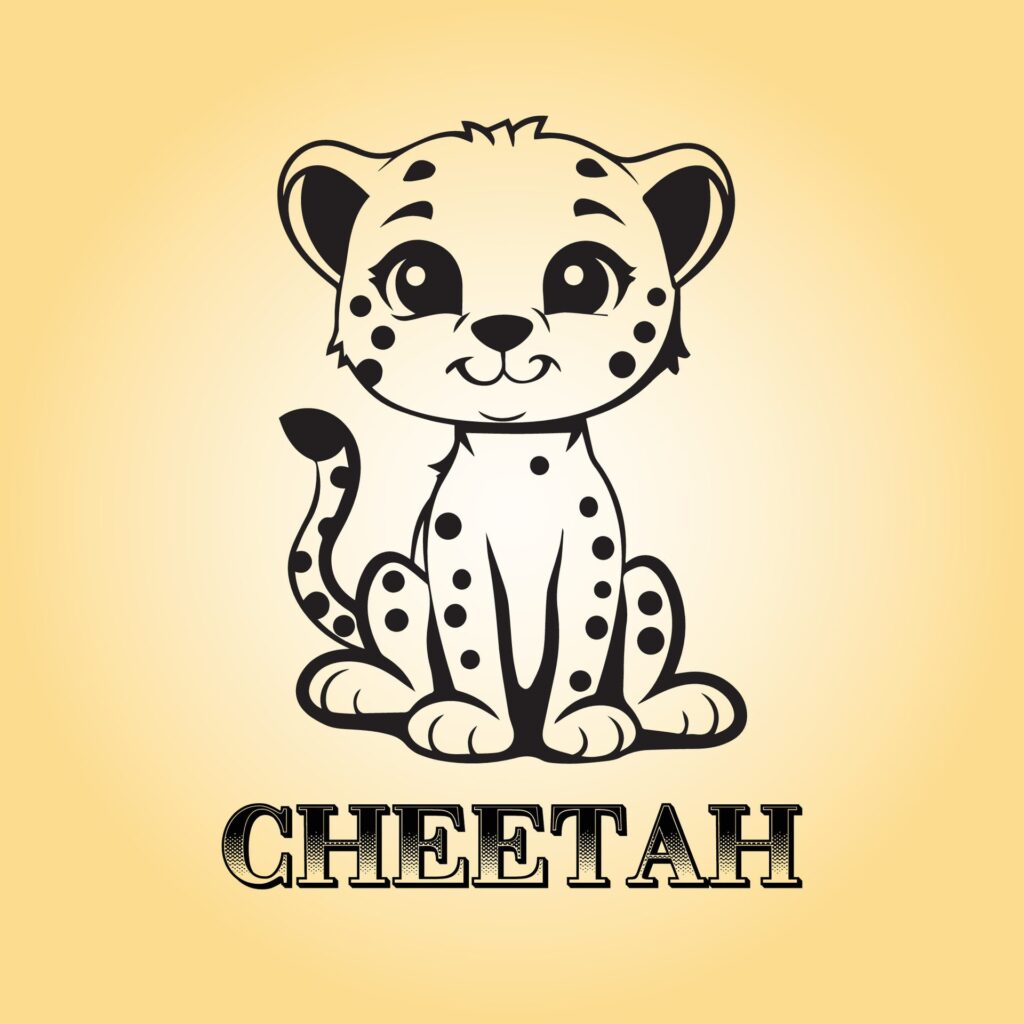 A cheetah Cartoon vector illustration is on a yellow background Free Vector