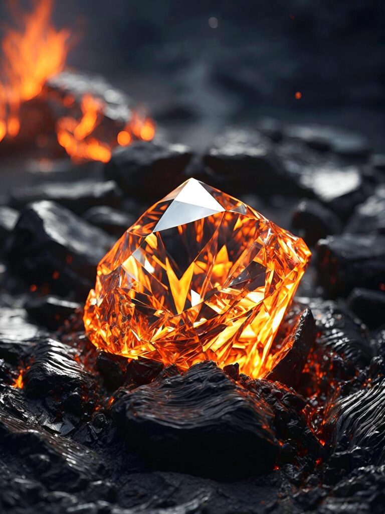 a diamond is sitting on top of a black surface Free Photo