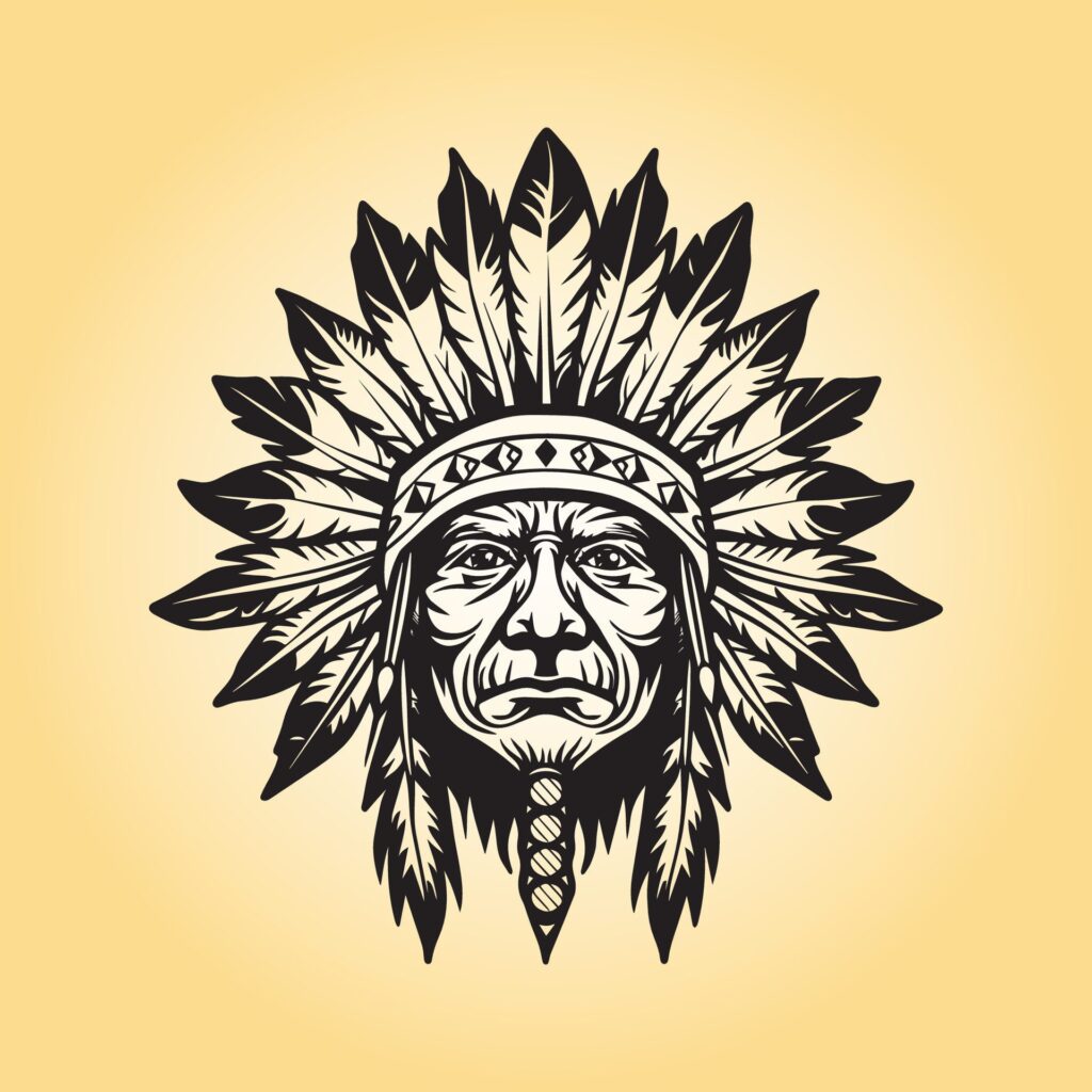 a drawing of a native American headdress illustration Free Vector