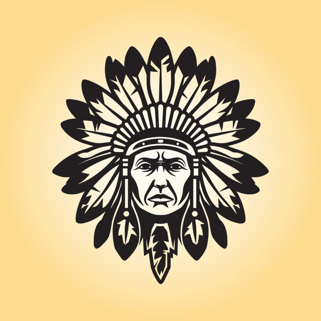 a drawing of a native American illustration Free Vector